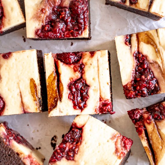 Raspberry Balsamic Cheesecake Bars