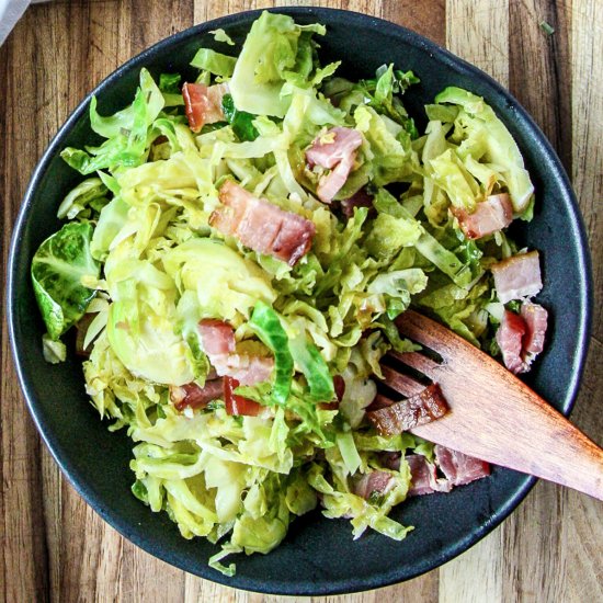 Shredded Brussels Sprouts with Baco