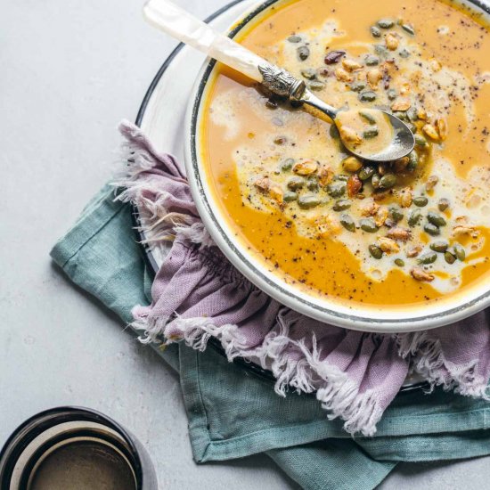 Velvety Butternut Carrot Ginger Sou