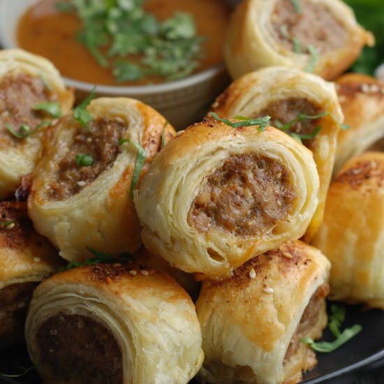 Chinese BBQ Puff Pastry Sausage Rol