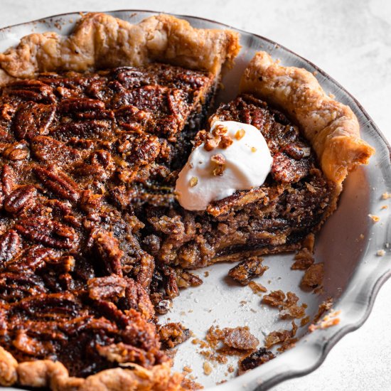 Black bottom pecan pie