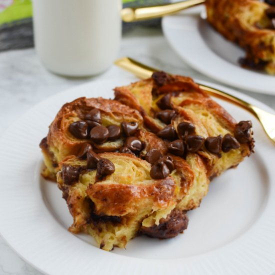 Chocolate Croissant Bread Pudding