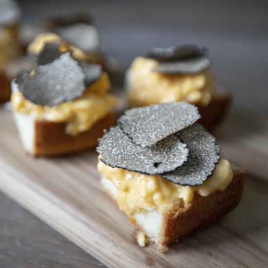 Black truffle eggs on brioche toast