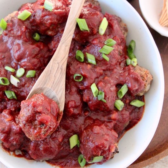 Baked Meatballs with BBQ Sauce