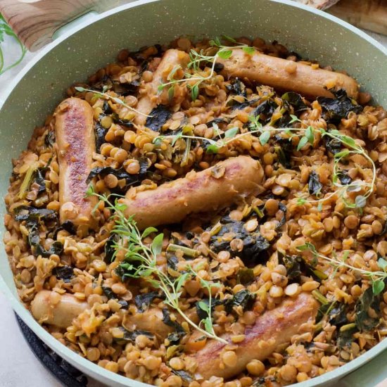 Vegan Sausage & Lentil Casserole