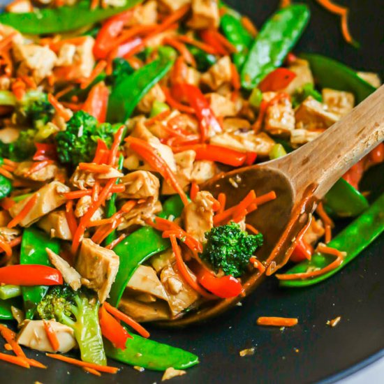 Leftover turkey stir fry