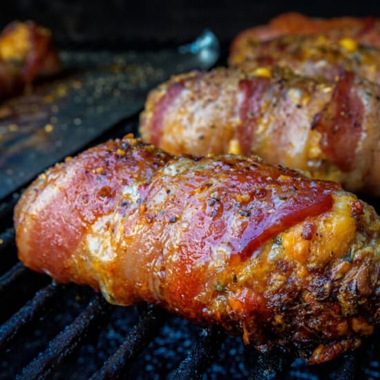 Smoked Bacon Bratwurst Cheese Logs