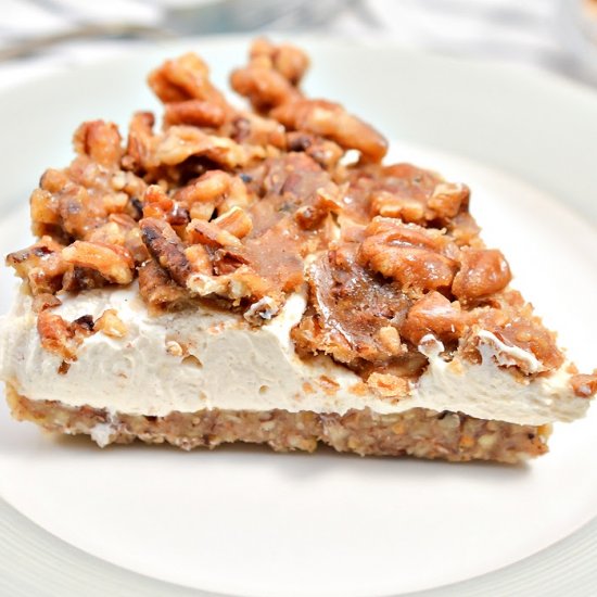 NO-BAKE KETO PECAN PIE CHEESECAKE