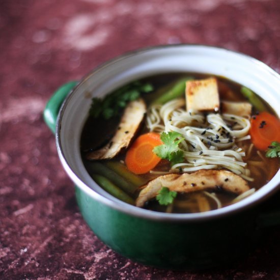 Vegetable and Tofu Miso Noodle Soup