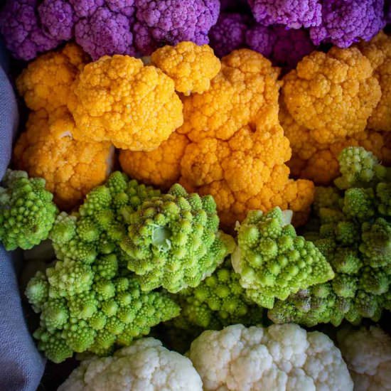 Colorful Broccoli and Cauliflowers