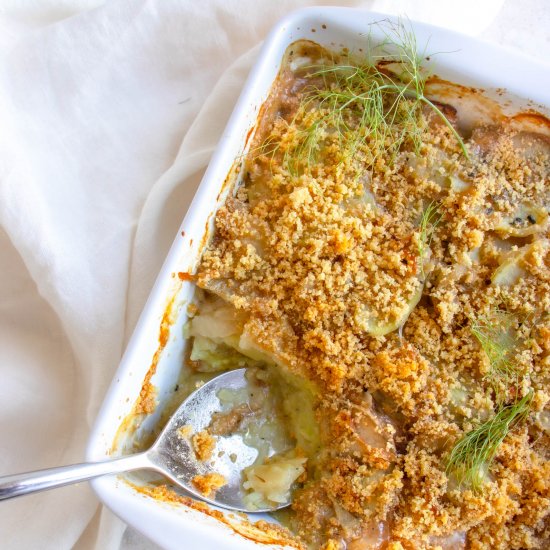 sweet potato and fennel gratin