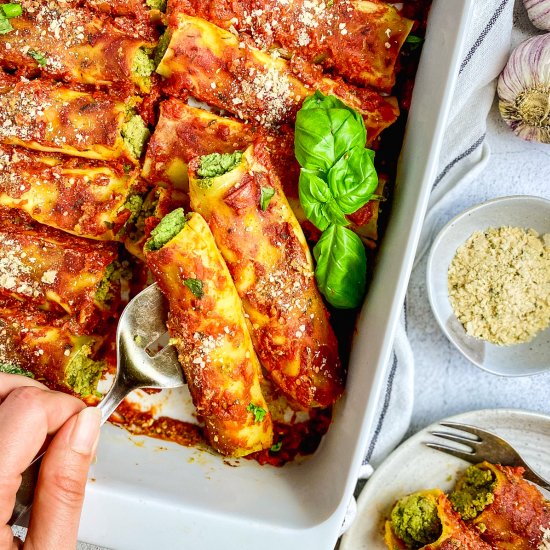 Vegan Spinach & Ricotta Cannelloni