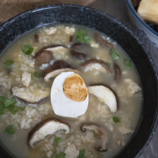 Ground chicken and shiitake congee