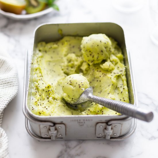 Kiwi sorbet with lemon