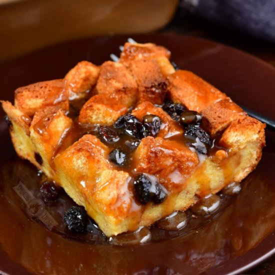 Smoked Bourbon Bread Pudding