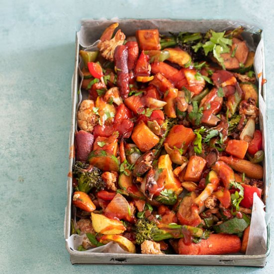 Air fryer miso glazed vegetables