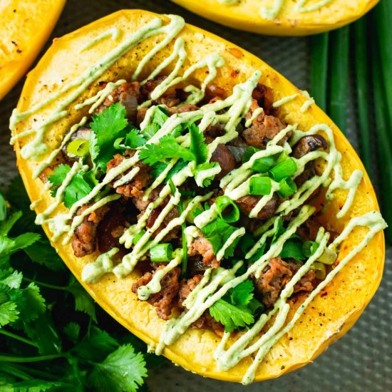 Sausage & Mushroom Spaghetti Squash