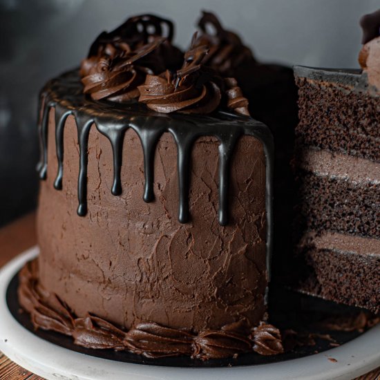 Vegan triple layer chocolate cake