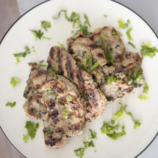 Grilled pork with citrusy marinade