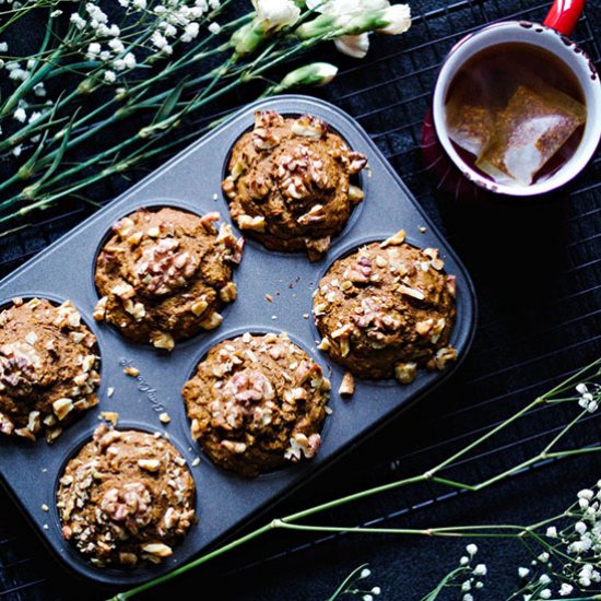 Chai Spiced Banana Walnut Muffins