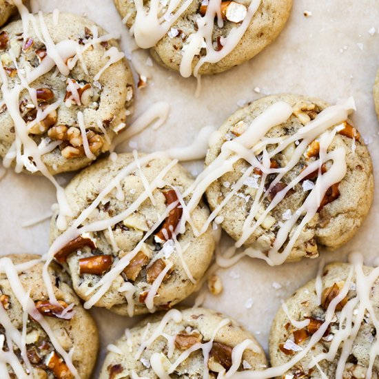 Salted Maple Walnut Pretzel Cookies