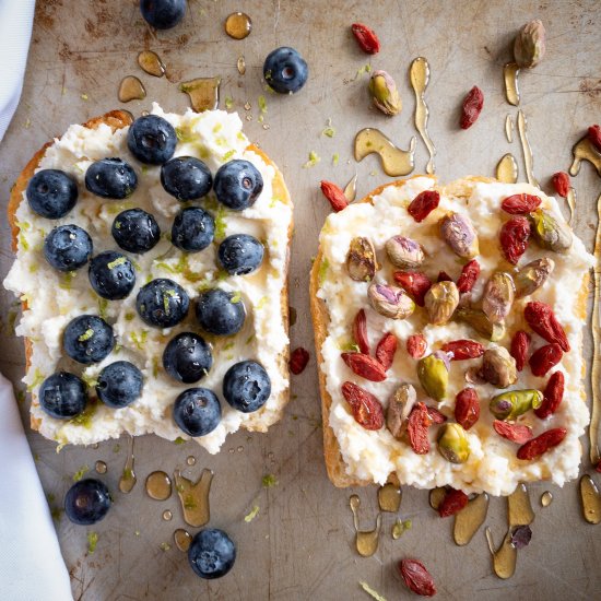 Whipped Ricotta Toast – Two Ways