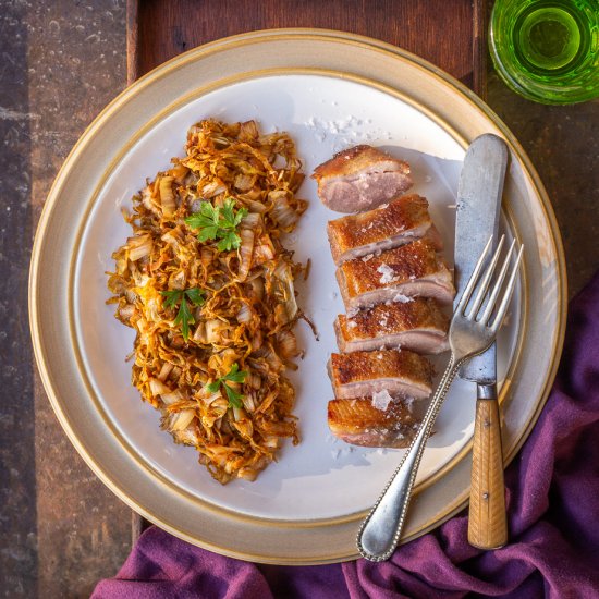 Sous Vide Duck Breast with Cabbage