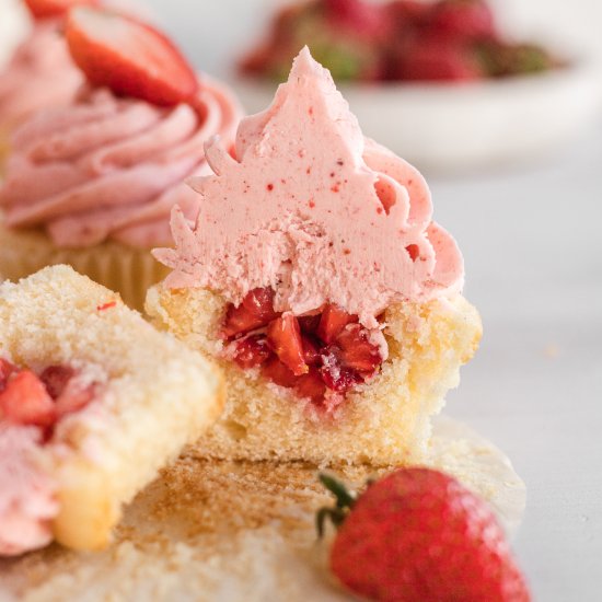 Strawberry Filled Cupcakes