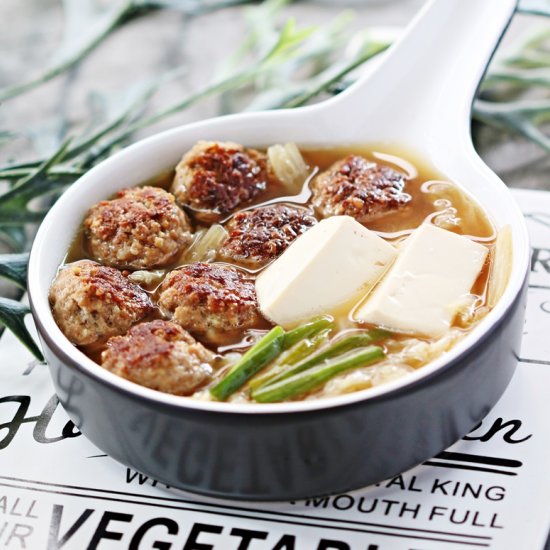 Pork Meatballs w/Tofu and Cabbage