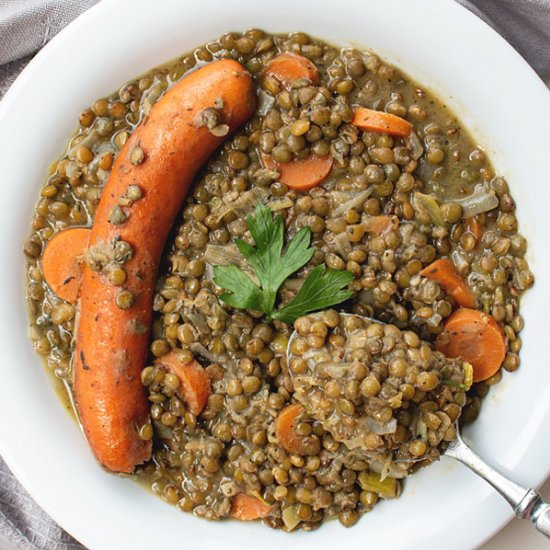 Green Lentil with Sausage