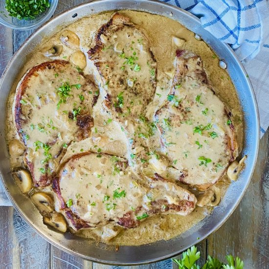 Smothered Pork Chops with Mushrooms