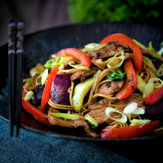 Hoisin Pork Stir Fry with Noodles