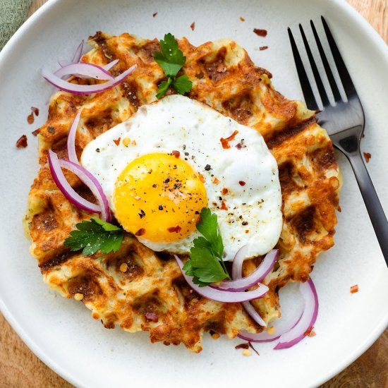 Cheesy Hash Brown Waffles