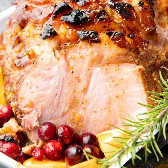 Orange Bourbon Glazed Christmas Ham