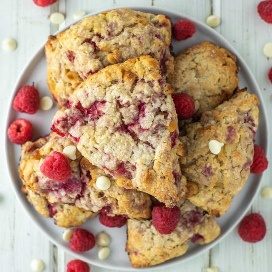 Raspberry & White Chocolate Scones