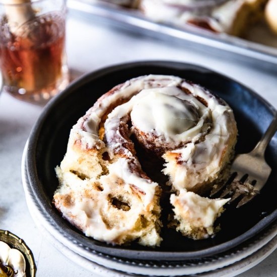 Golden Rum Raisin Cinnamon Rolls