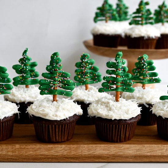 Chocolate Christmas Tree Cupcakes