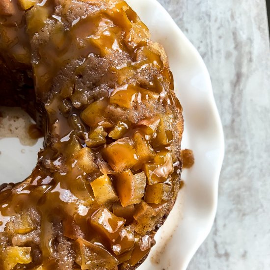 Upside down apple maple bundt cake