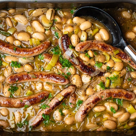 Simple sausage & butter bean stew