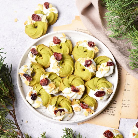 Matcha Wreath Cookies