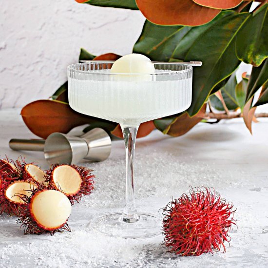 Sparkling Rambutan Gibson Cocktail