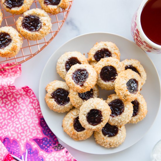 Coconut Raspberry Thumbprint Cookie