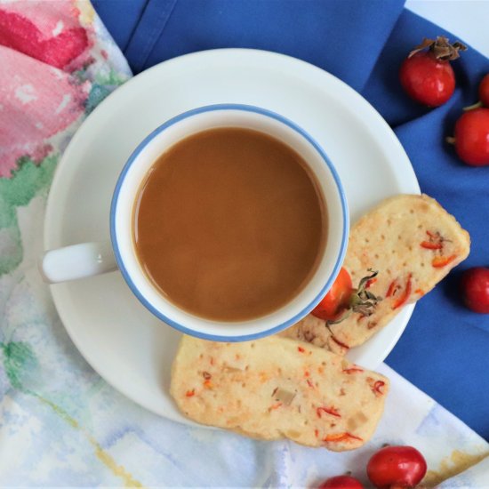 Almond Rosehip Shortbread Cookies