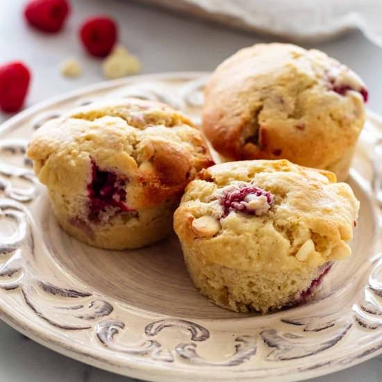 Raspberry & White Chocolate Muffins