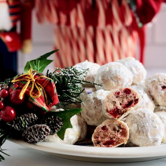 Mexican Wedding Cookies w/ Cherries