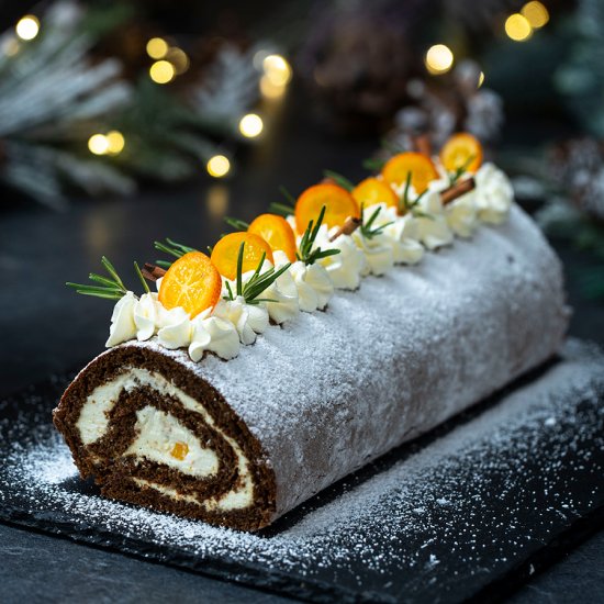 Gingerbread Orange Cake Roll