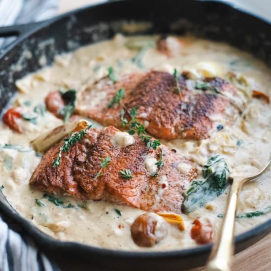 Spinach and Artichoke Salmon