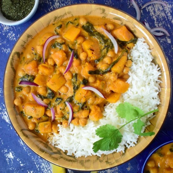 Butternut squash and chickpea curry