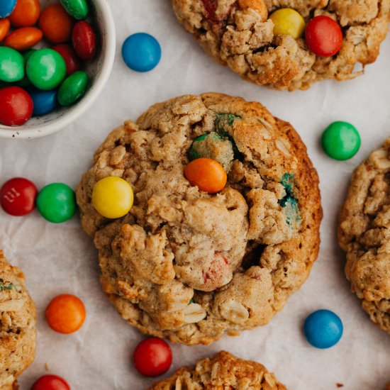 Peanut Butter Oatmeal M&M Cookies