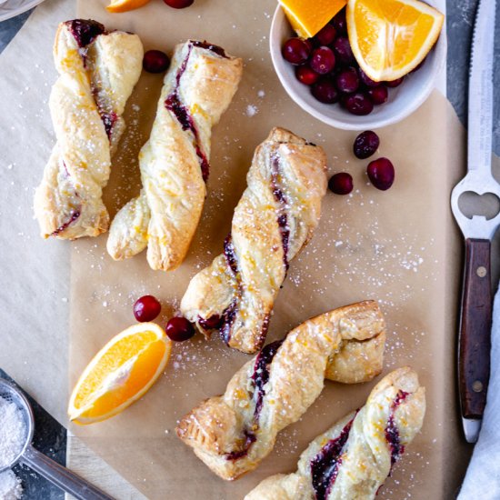 Cranberry-Orange Twists with Icing